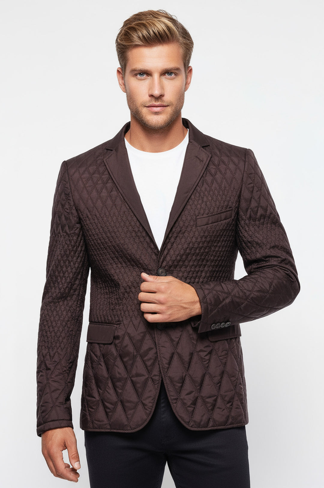 Kapitone Kahverengi Slim Fit Ceket - Wessi