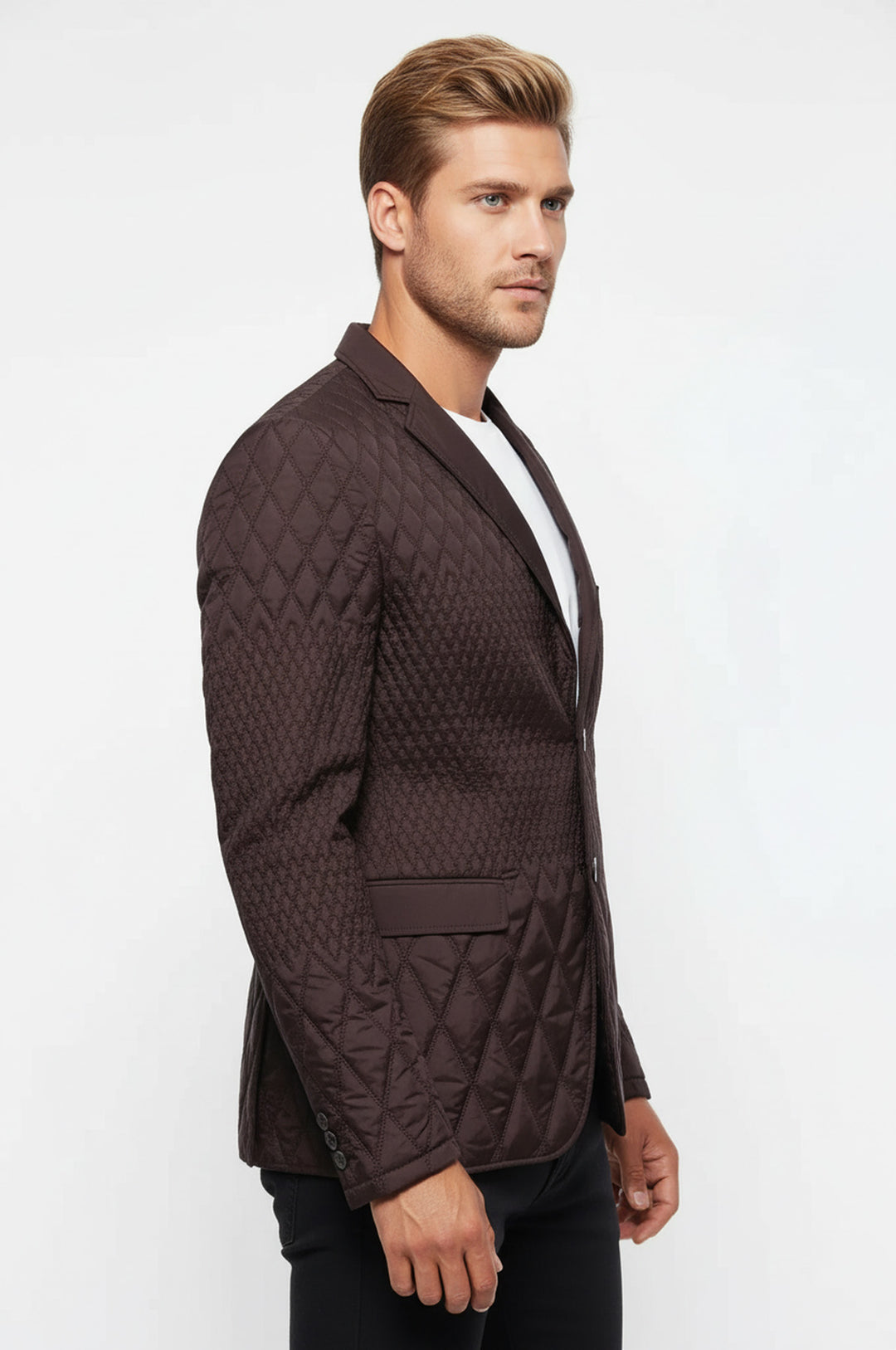 Kapitone Kahverengi Slim Fit Ceket - Wessi