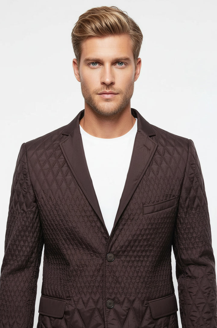 Kapitone Kahverengi Slim Fit Ceket - Wessi