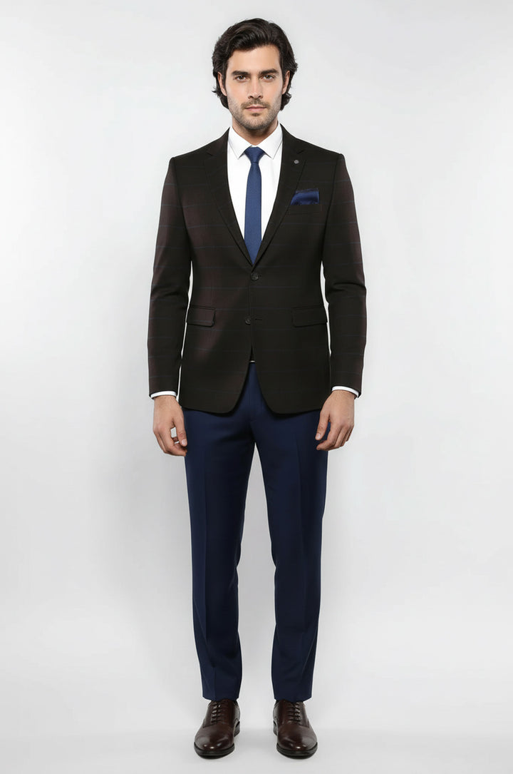 4 Drop Klasik Kahverengi Erkek Ceket - Wessi