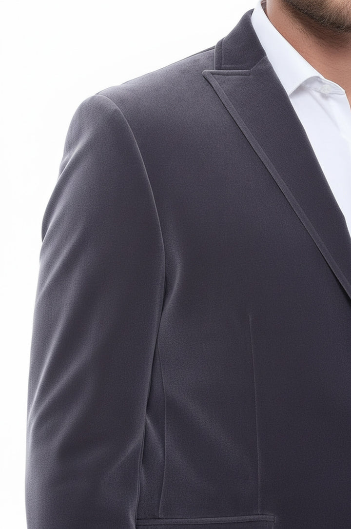 Kadife Slim Fit Gri Erkek Ceket - Wessi