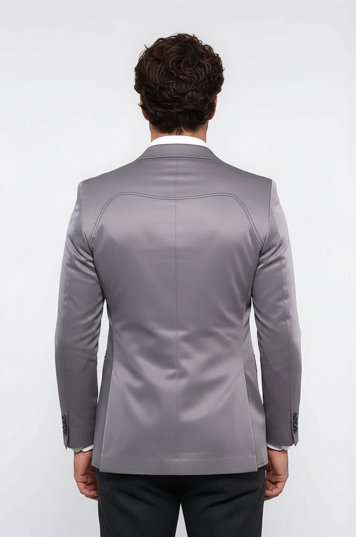 Yan Torba Cep Slim Fit Gri Ceket | Wessi