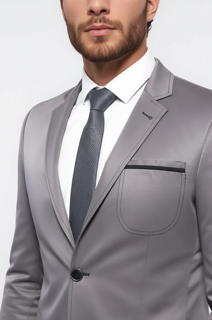 Yan Torba Cep Slim Fit Gri Ceket | Wessi