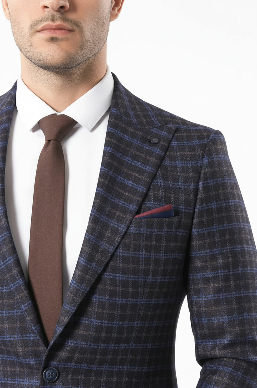 Ekose Desenli Bordo Erkek Ceket  - Wessi