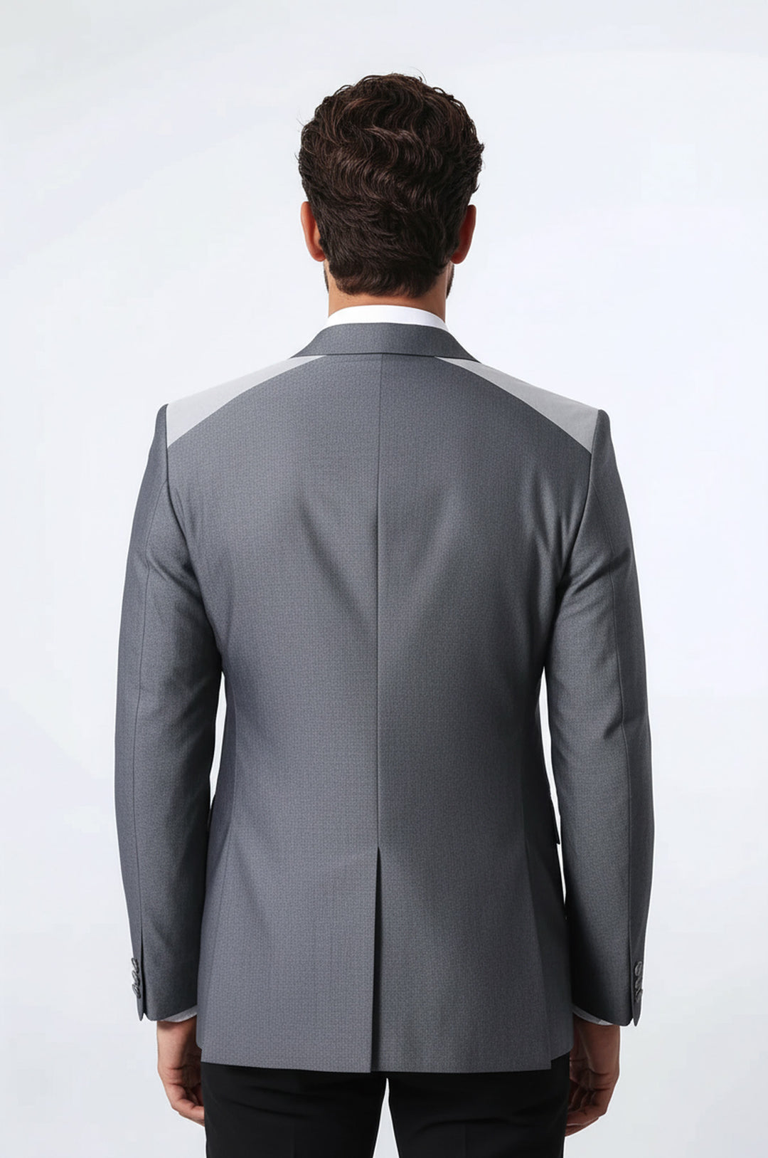 Çift Düğmeli Cepli Sivri Yaka Antrasit Erkek Ceket - Wessi