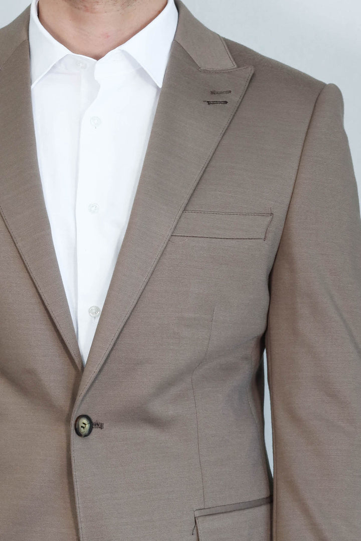 Penye Bej Slim Fit Ceket | Wessi