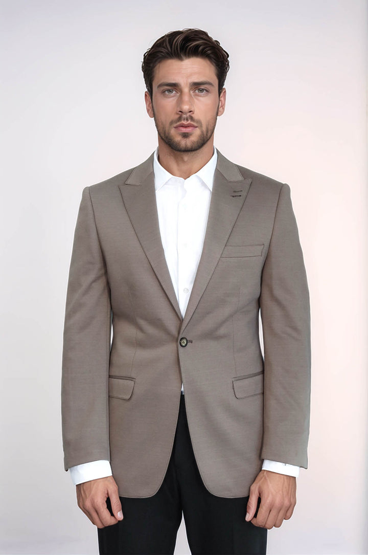 Penye Bej Slim Fit Ceket | Wessi