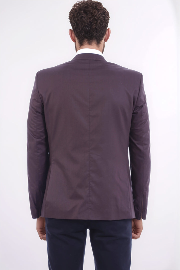 2 Düğmeli Cepleri Fermuarlı Erkek Kahverengi Ceket - Wessi