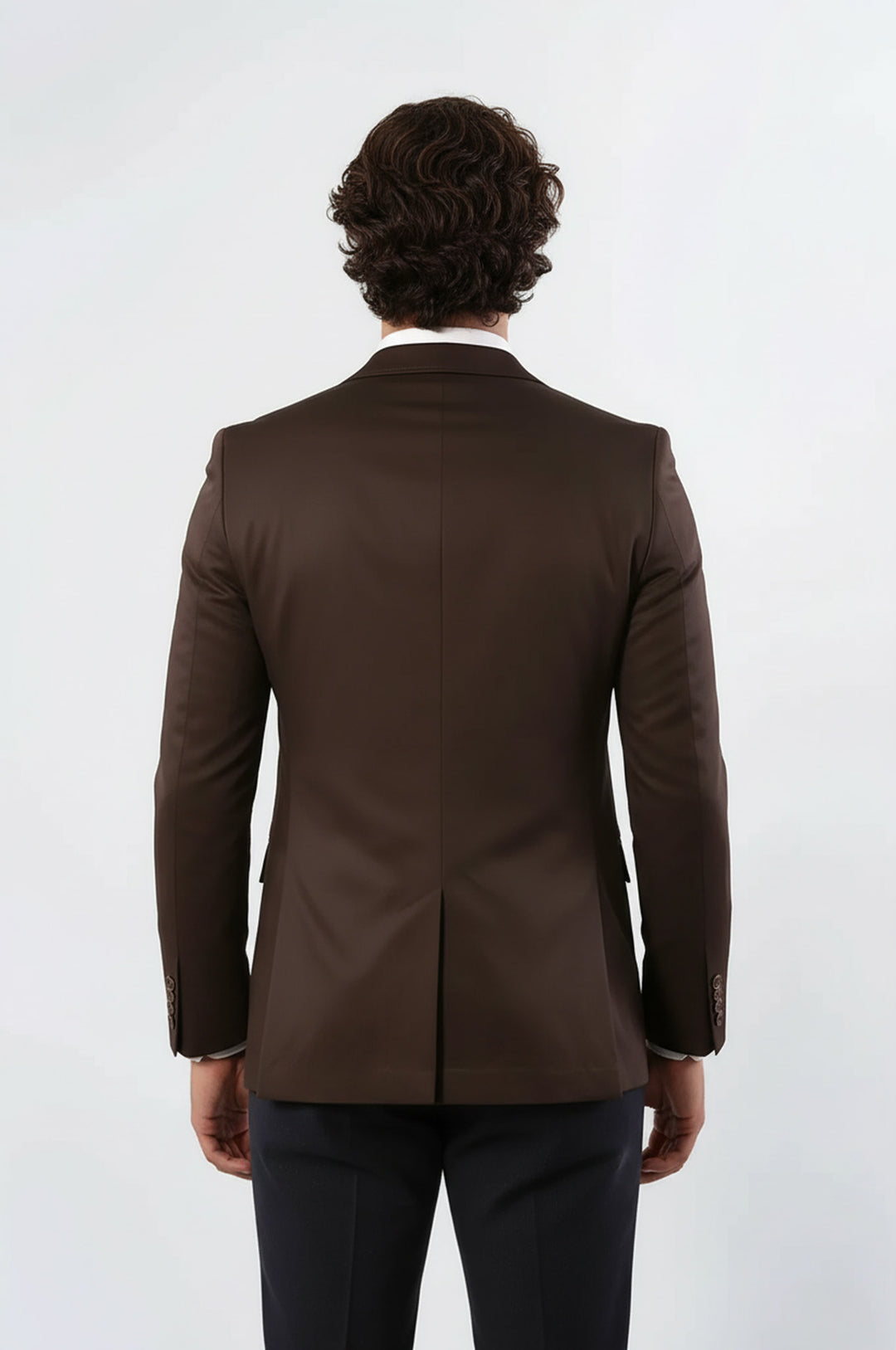 Çift Düğmeli Mono Yaka Omuz Detay Kahverengi Ceket - Wessi