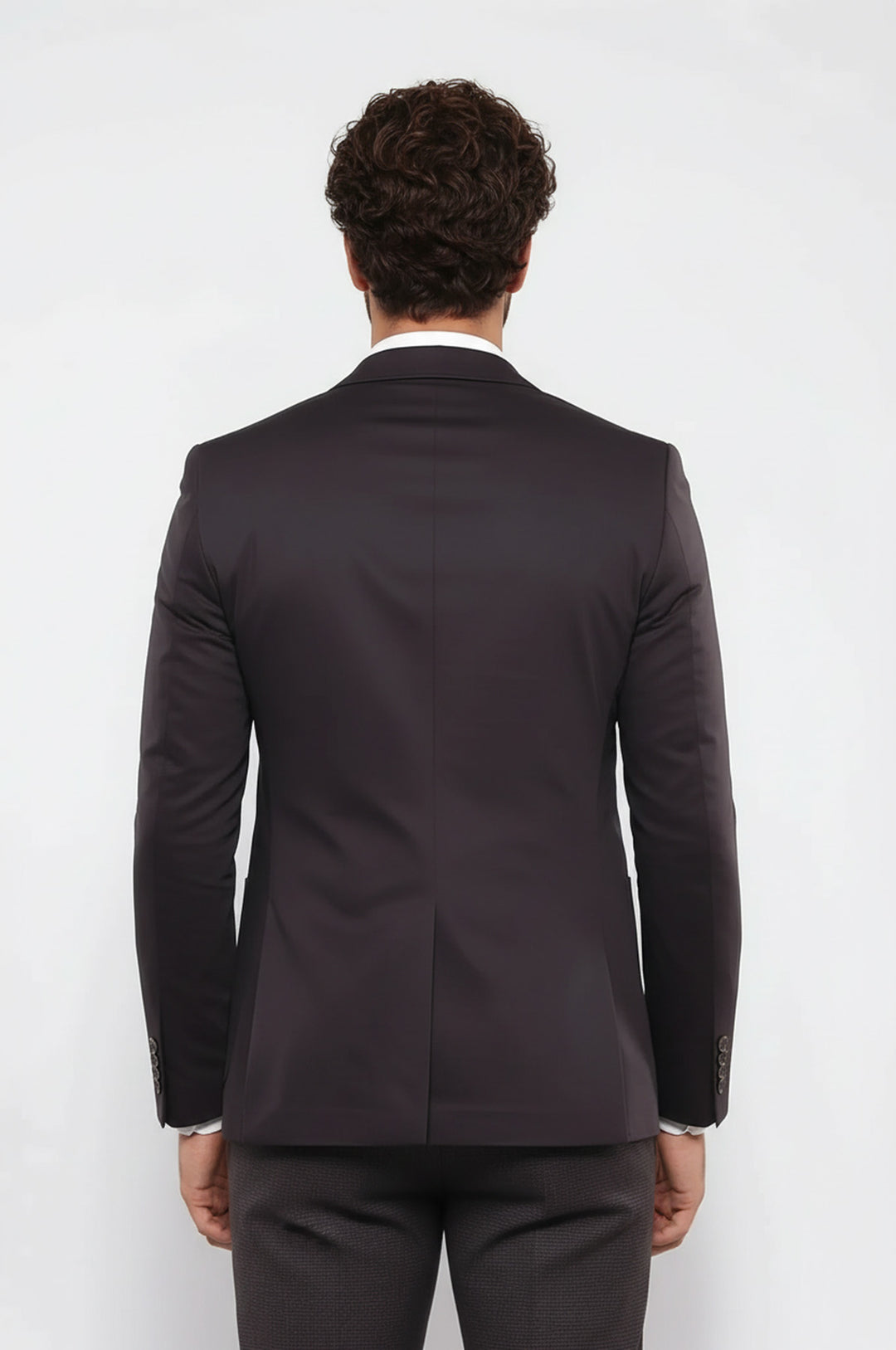 Çift Düğmeli Mono Yaka Cepli Kahve Ceket - Wessi