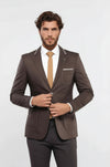 Çift Düğmeli Cepli Erkek Kahverengi Ceket- Wessi