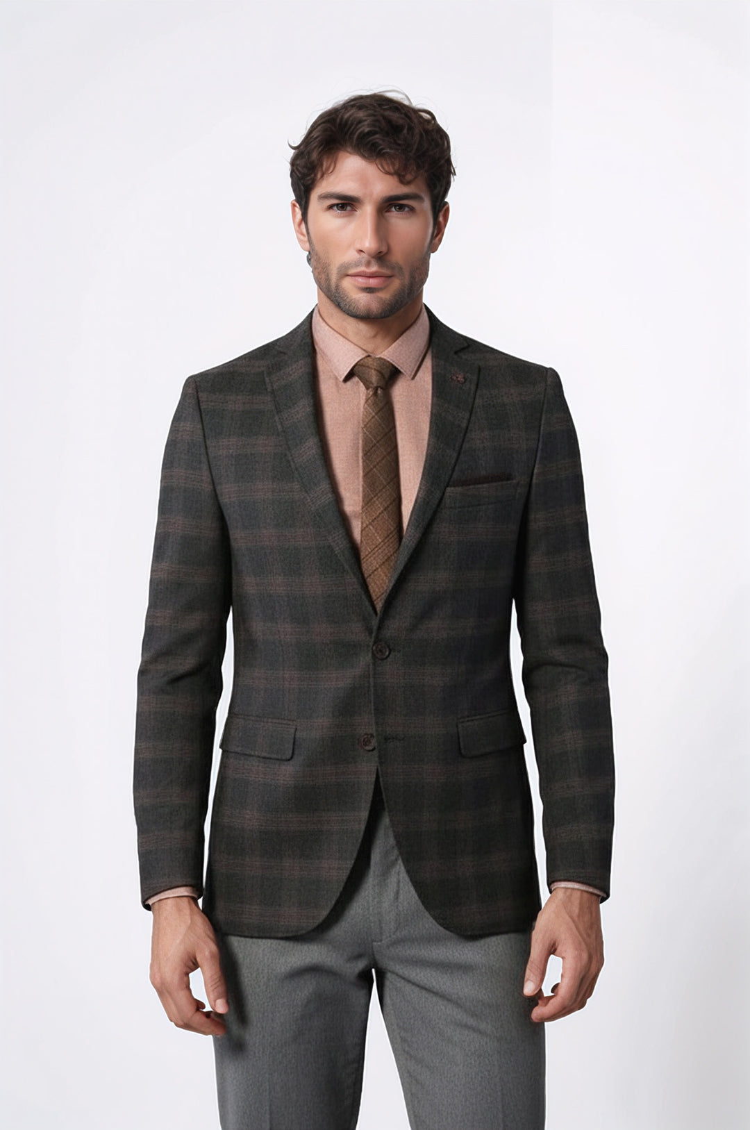 Ekose Desenli Yün Slimfit Ceket - Wessi