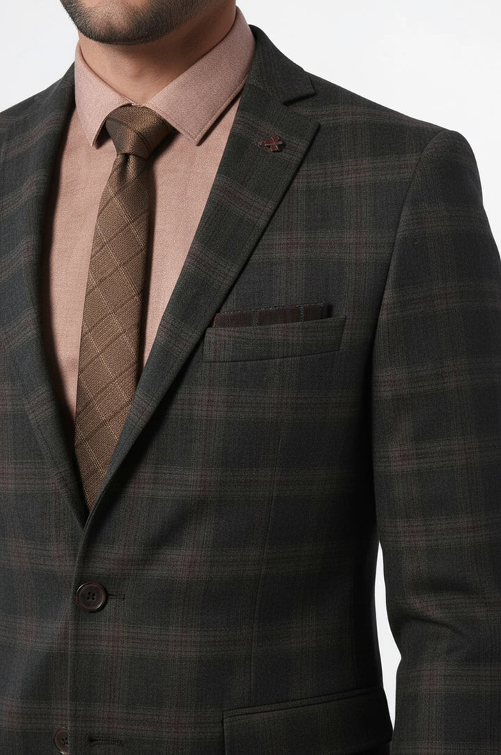 Ekose Desenli Yün Slimfit Ceket - Wessi