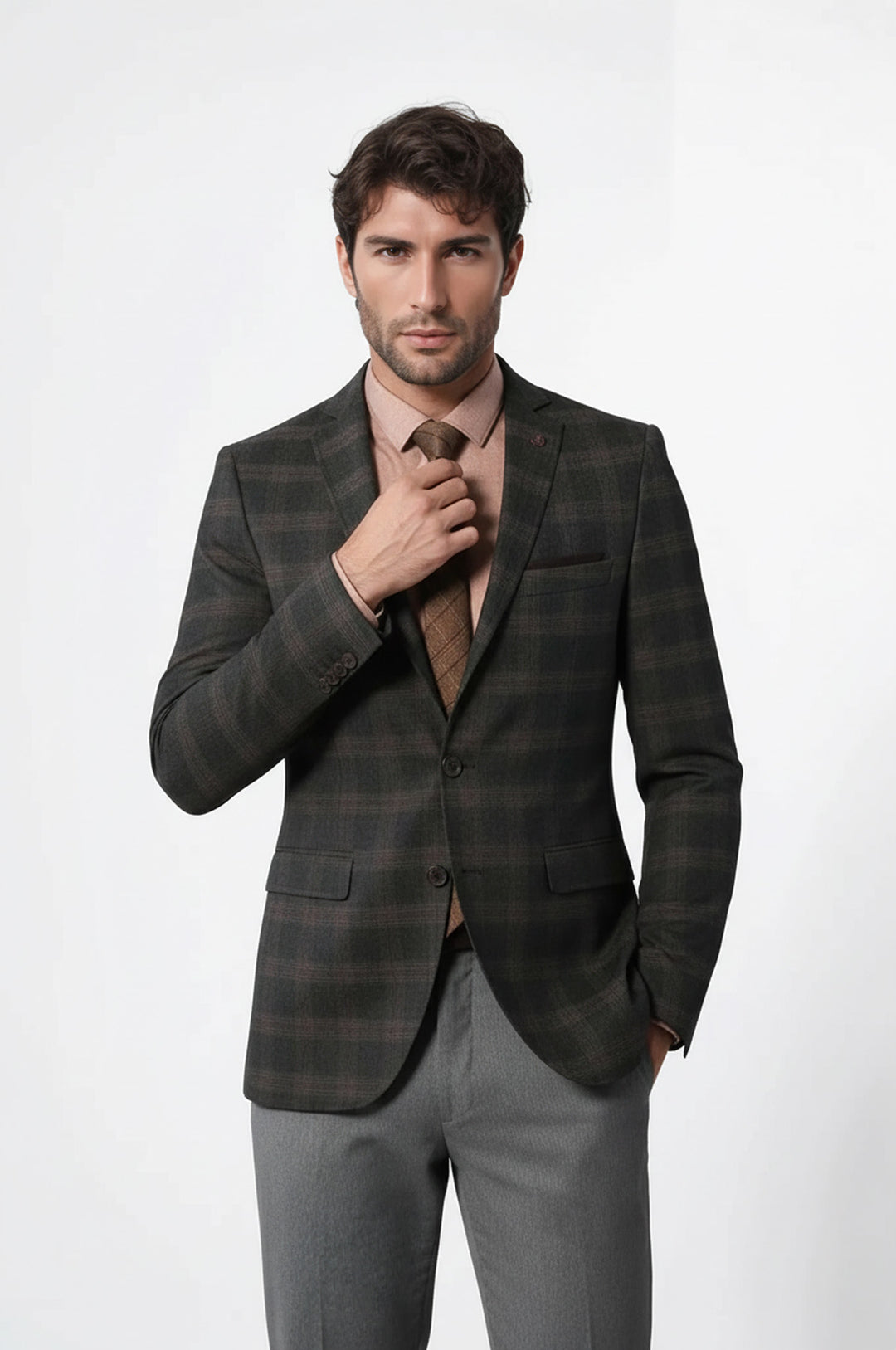 Ekose Desenli Yün Slimfit Ceket - Wessi