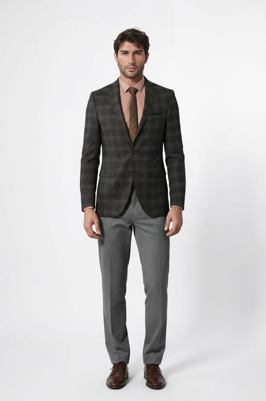 Ekose Desenli Yün Slimfit Ceket - Wessi