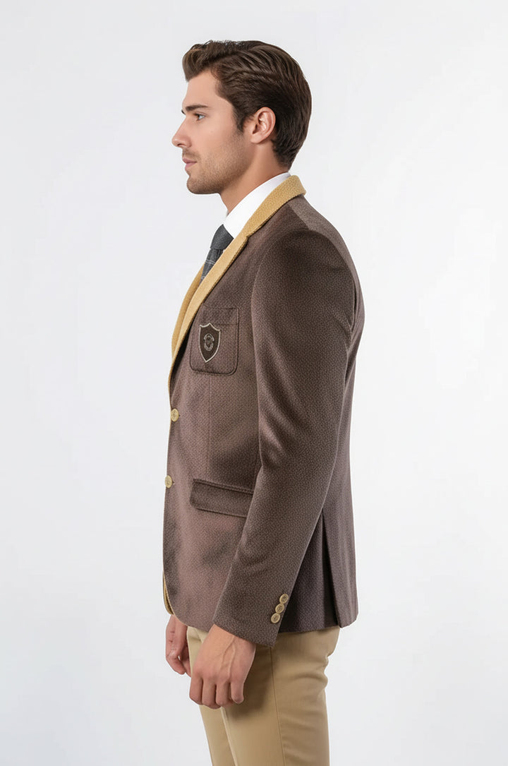 Armalı İçi Kürklü Açık Kahve Velvet Ceket | Wessi