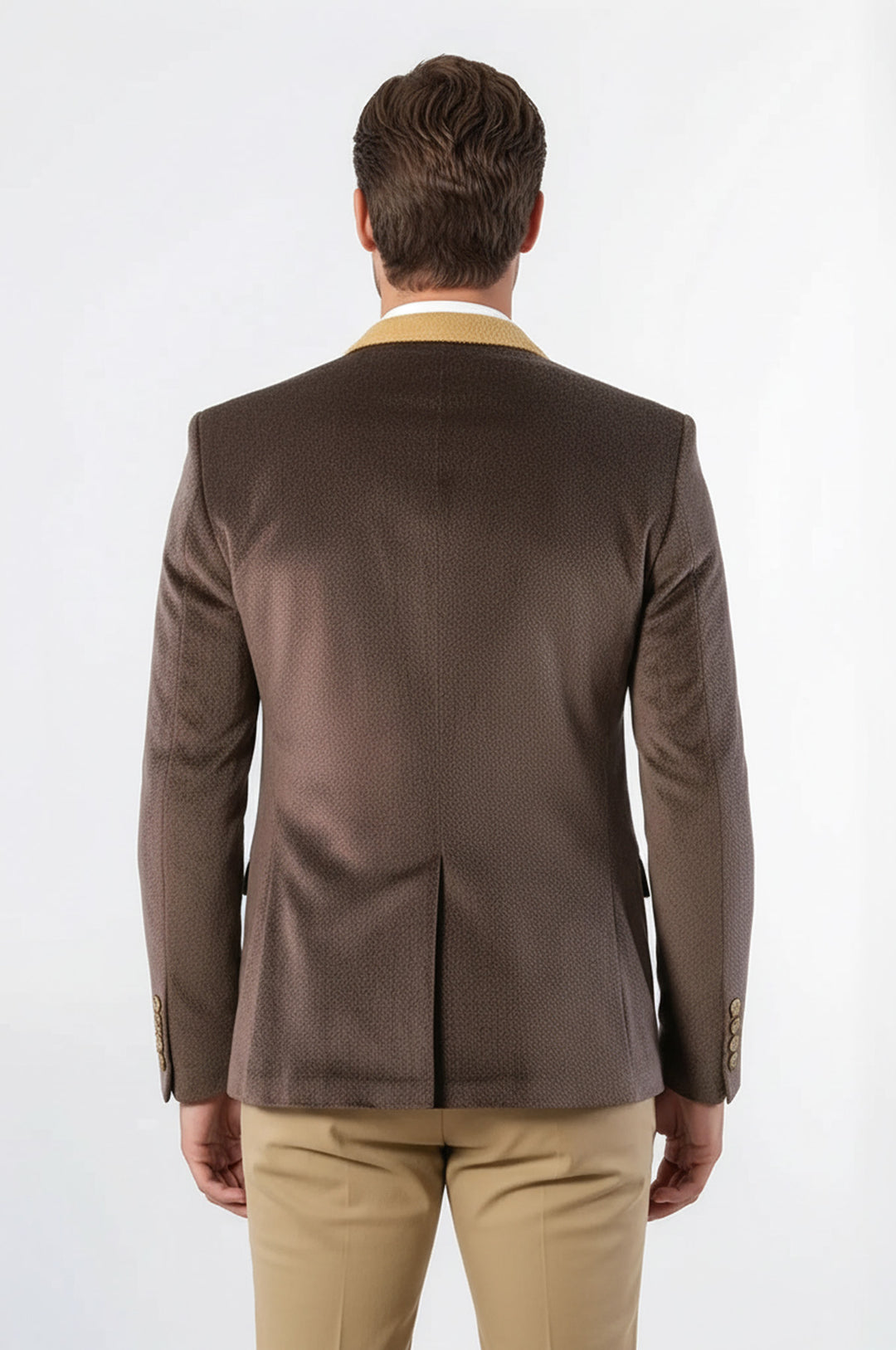 Armalı İçi Kürklü Açık Kahve Velvet Ceket | Wessi