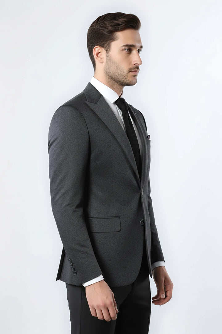 Tek Düğme Çift Yırtmaç Sivri Yaka Lacivert Ceket - Wessi