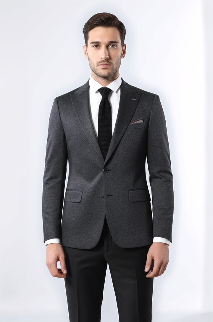 Tek Düğme Çift Yırtmaç Sivri Yaka Lacivert Ceket - Wessi