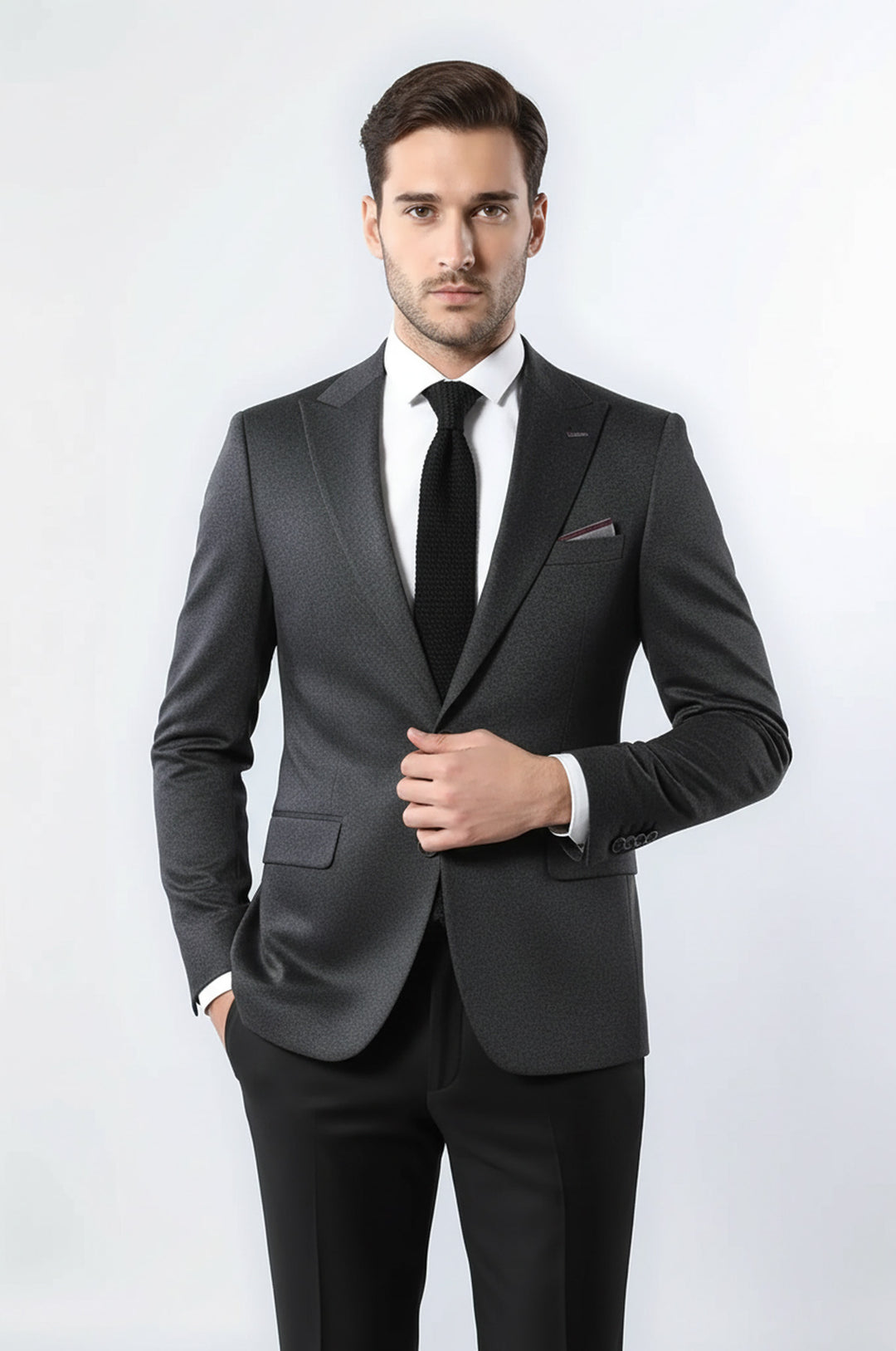 Tek Düğme Çift Yırtmaç Sivri Yaka Lacivert Ceket - Wessi