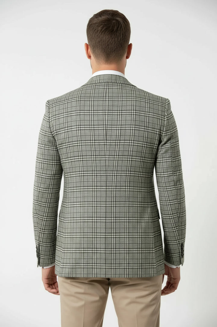 Ekose Haki Ceket Yelek Set - Wessi