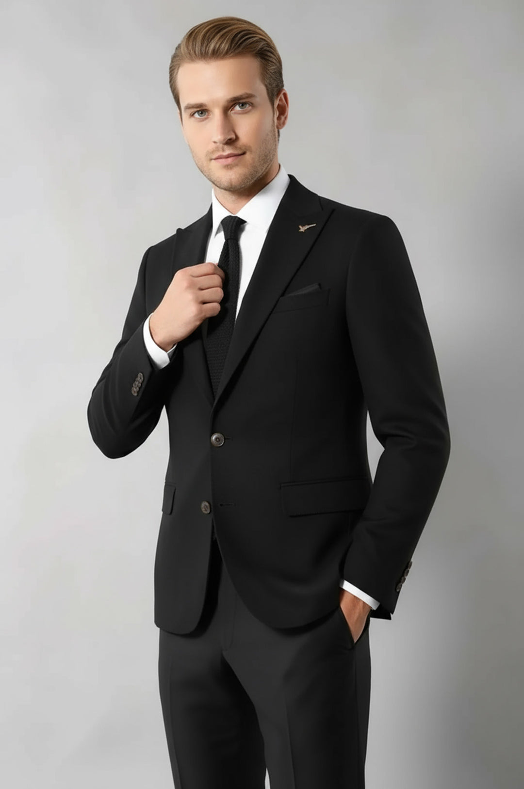 Tek Düğme Slim Fit Siyah Ceket | Wessi