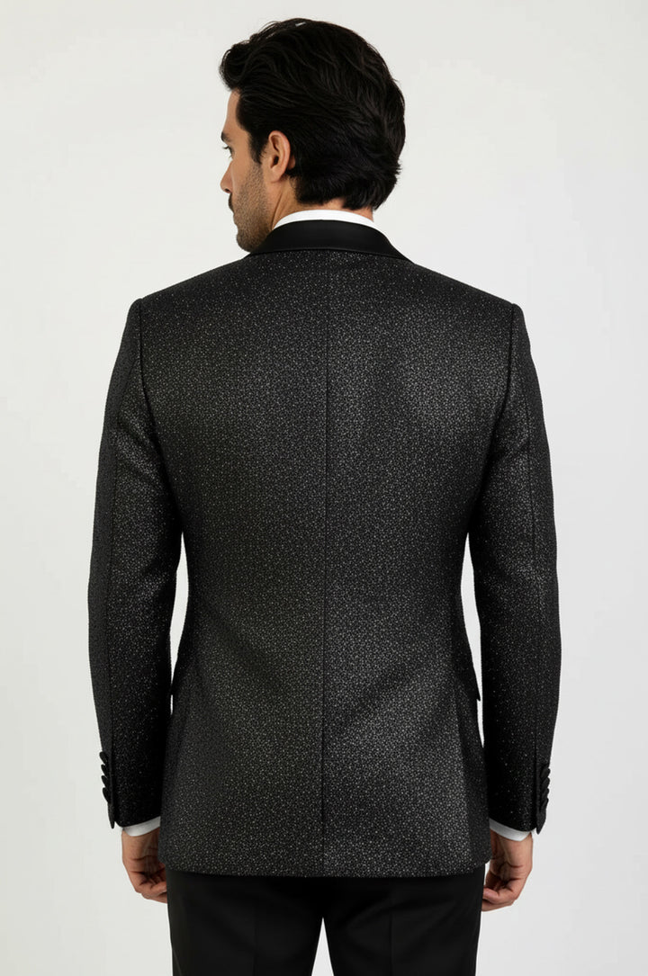 Siyah Simli Slimfit Damatlık Ceket - Wessi
