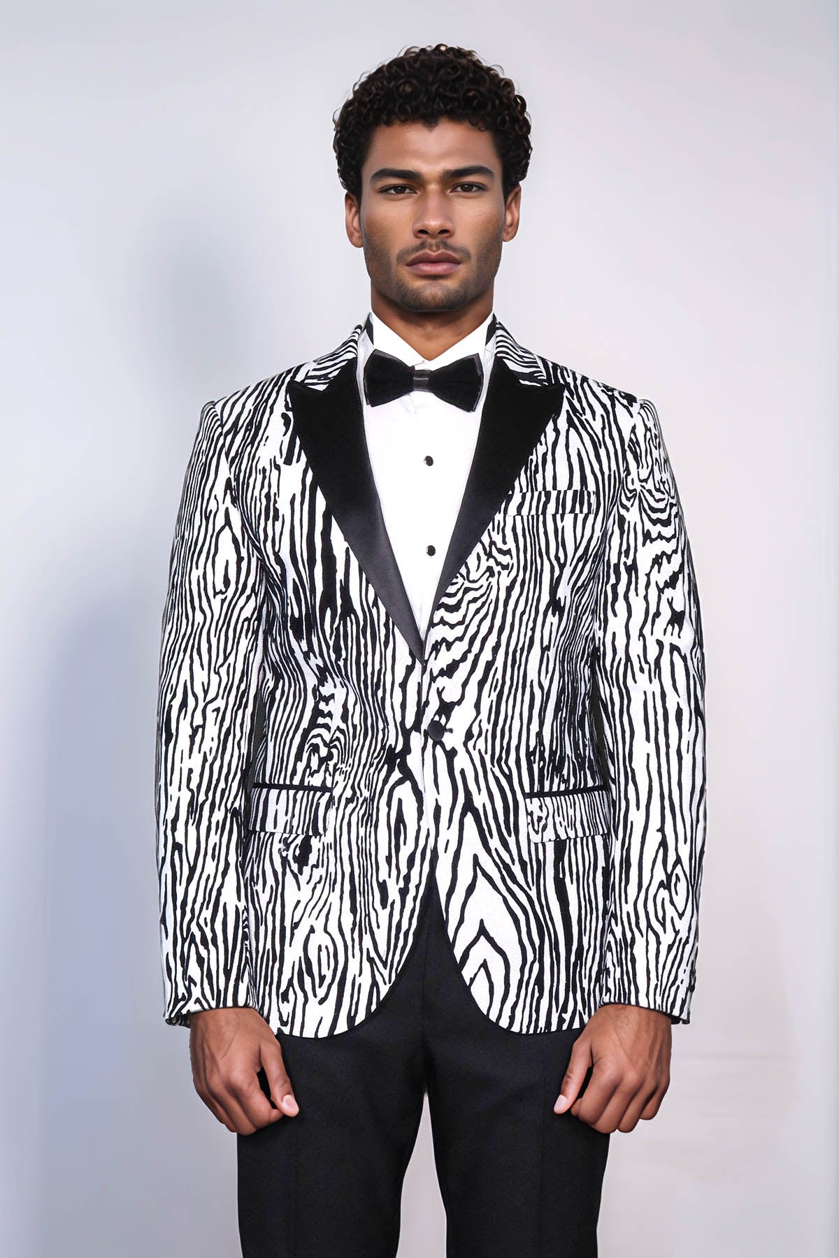BOZWRECK ELIC MESSIER 154㎝ ボズレックsmokin Slim Fit Zebra Desen Beyaz Erkek Smokin Ceket - Wessi – Wessi