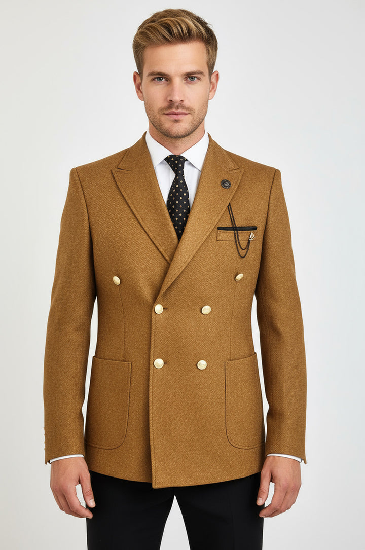 Kruvaze Slim Fit Taba Erkek Ceket - Wessi