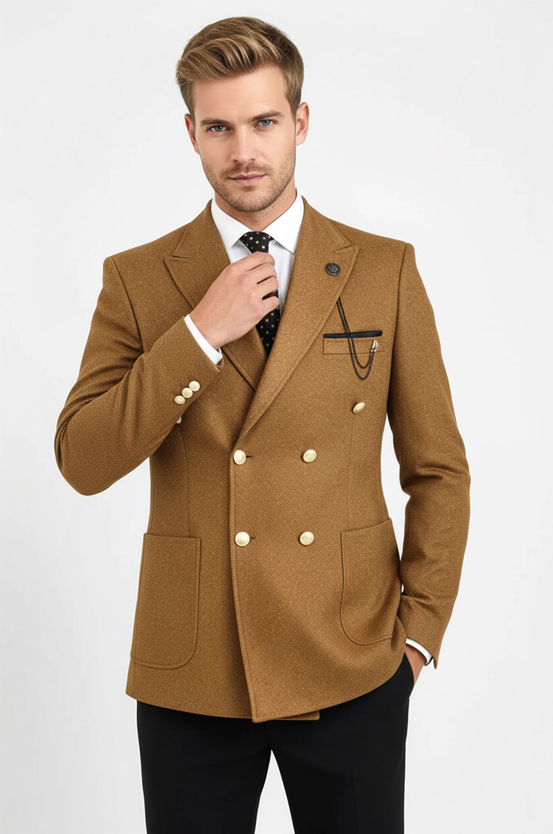 Kruvaze Slim Fit Taba Erkek Ceket - Wessi