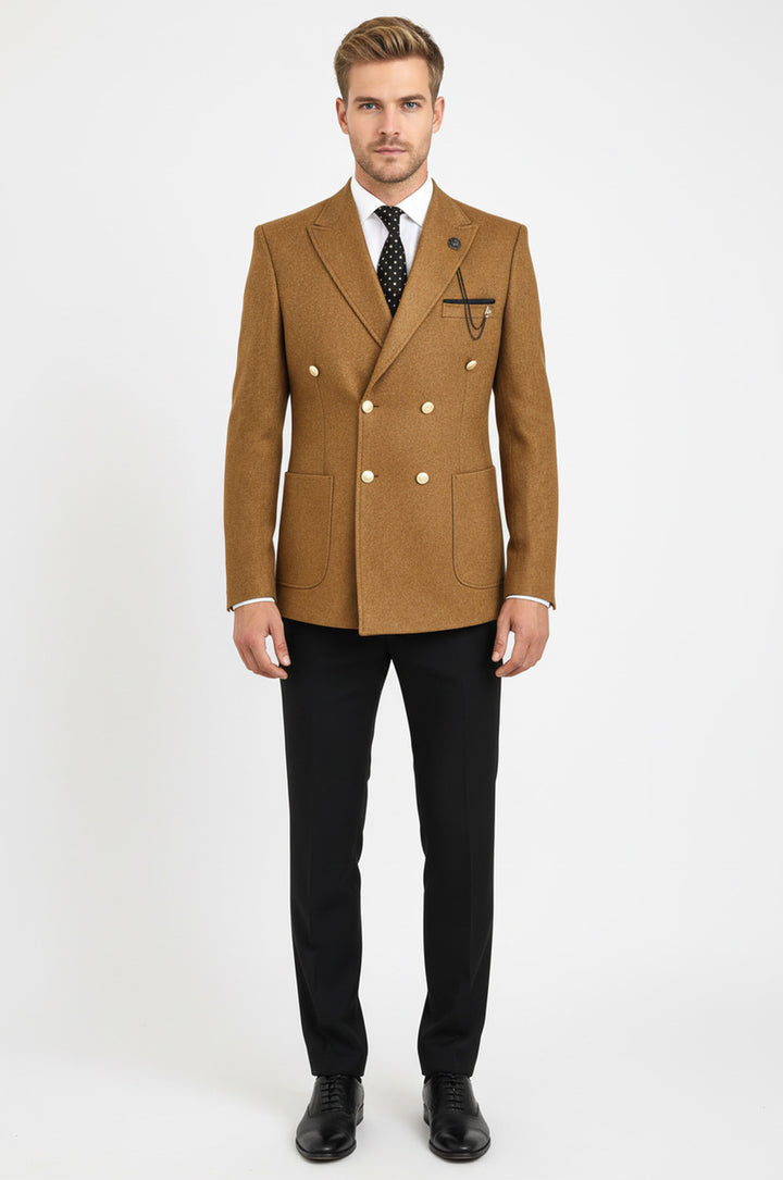 Kruvaze Slim Fit Taba Erkek Ceket - Wessi