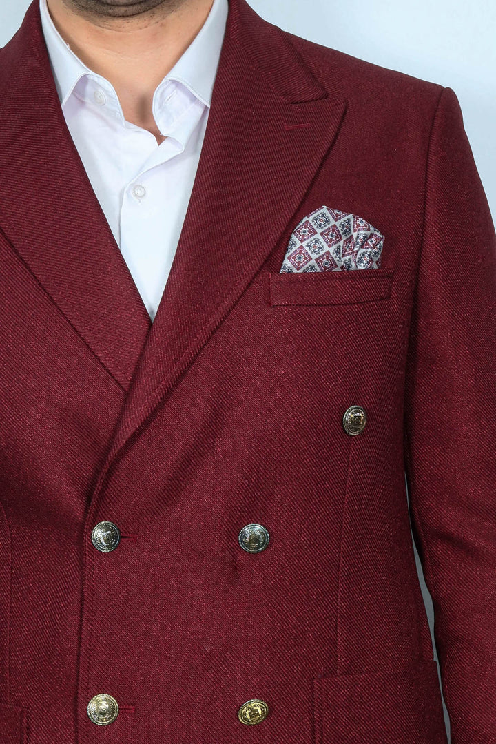 Kruvaze Slim Fit Bordo Erkek Ceket - Wessi