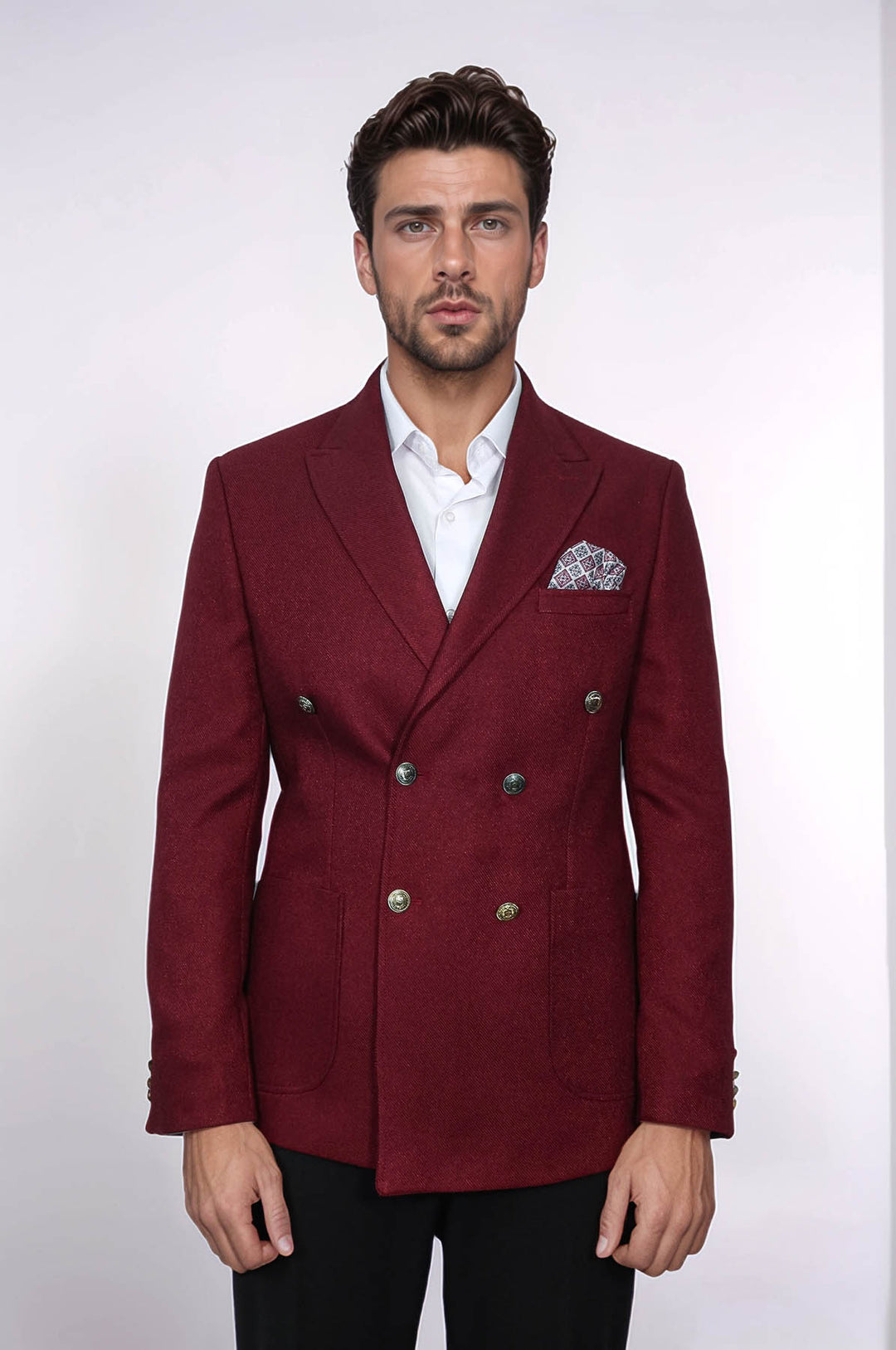 Kruvaze Slim Fit Bordo Erkek Ceket - Wessi