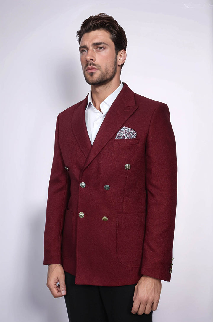 Kruvaze Slim Fit Bordo Erkek Ceket - Wessi