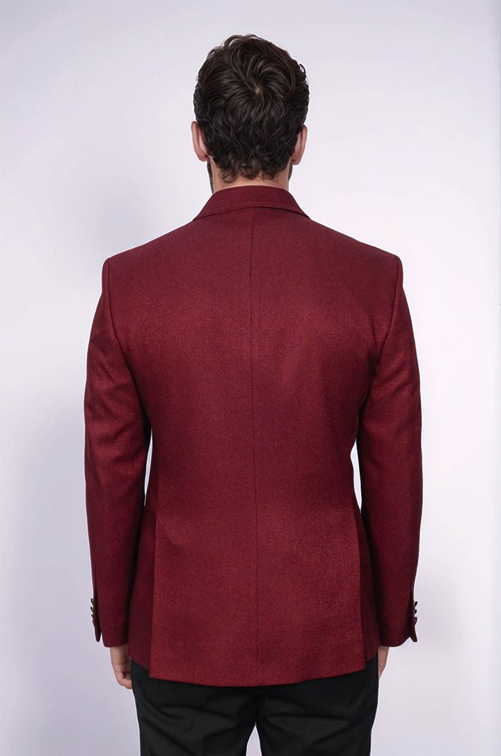 Kruvaze Slim Fit Bordo Erkek Ceket - Wessi
