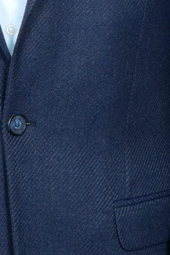 Slim Fit Desenli Koyu Mavi Erkek Ceket - Wessi