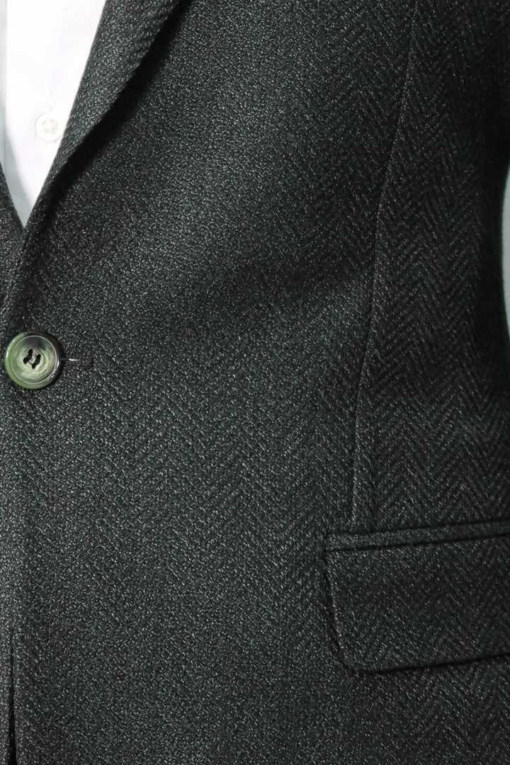 Slim Fit Desenli Yeşil Erkek Ceket - Wessi
