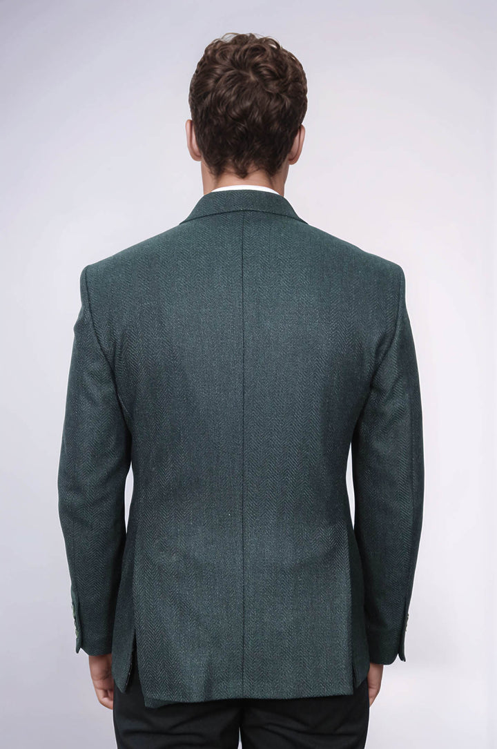 Slim Fit Desenli Yeşil Erkek Ceket - Wessi