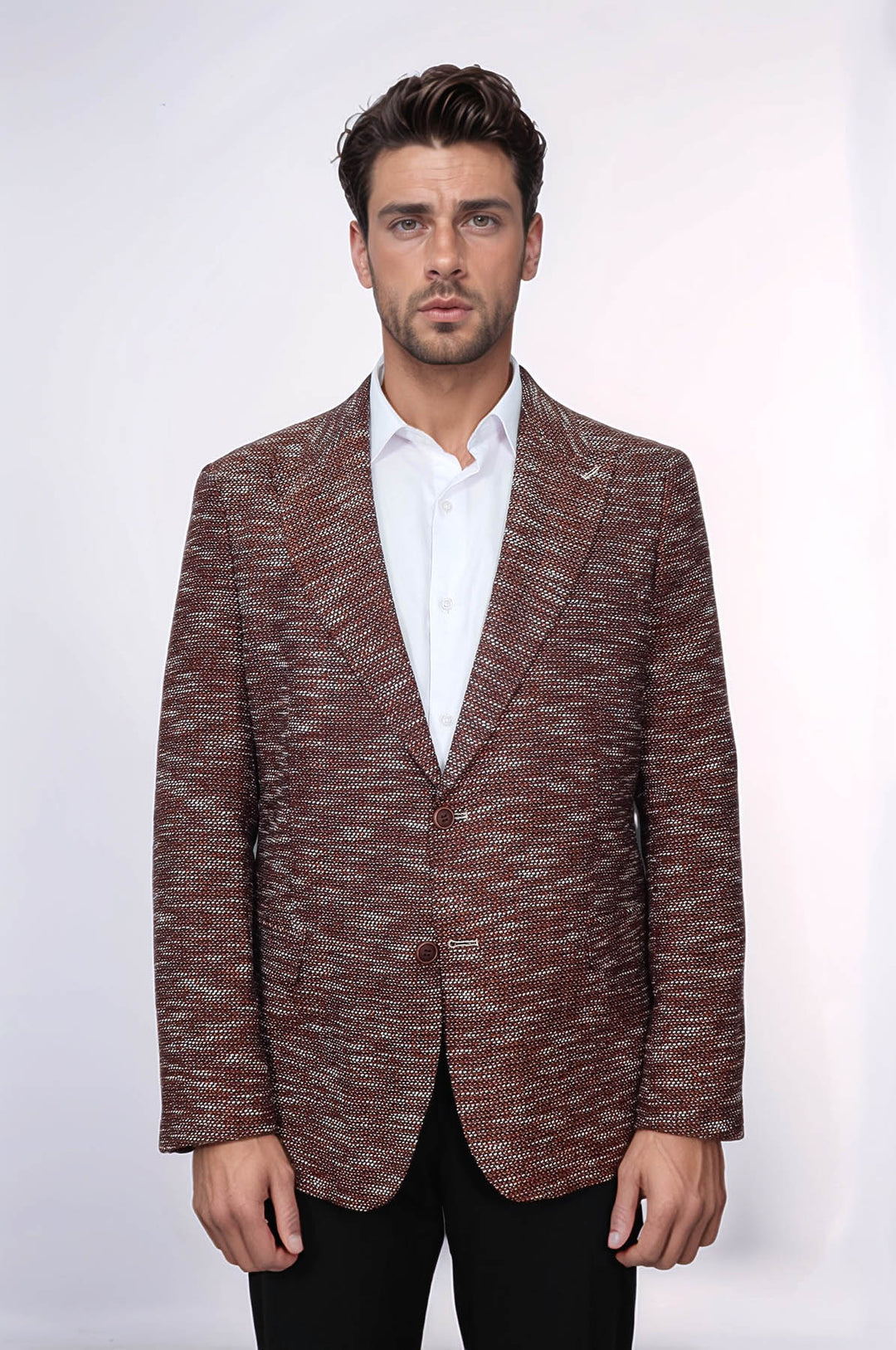 Desenli Slim Fit Spor Kahverengi Erkek Ceket - Wessi
