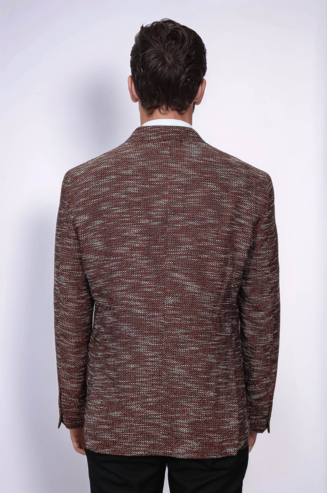 Desenli Slim Fit Spor Kahverengi Erkek Ceket - Wessi