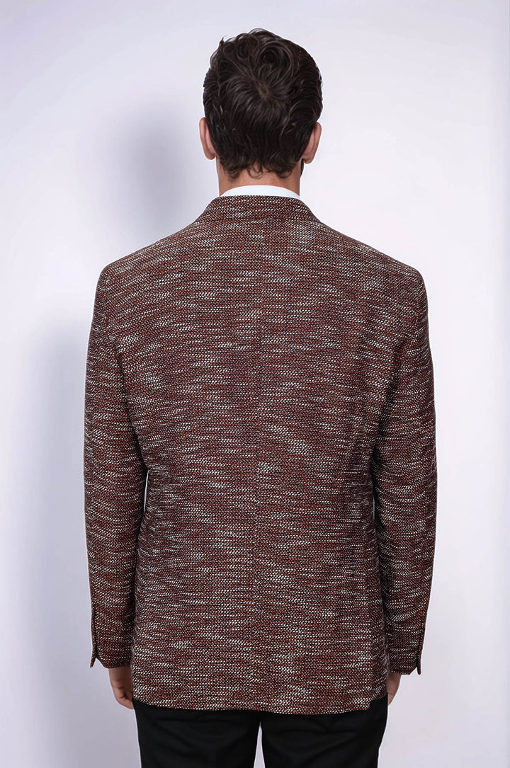 Desenli Slim Fit Spor Kahverengi Erkek Ceket - Wessi