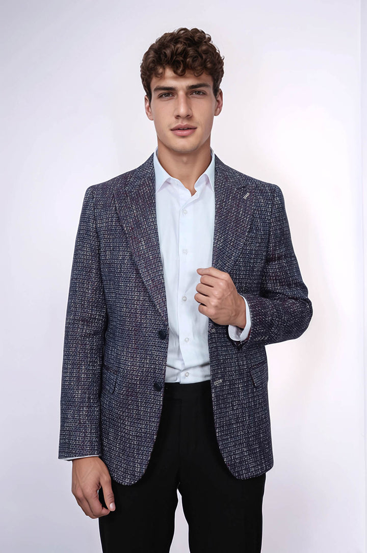 Desenli Slim Fit Spor Mor Erkek Ceket - Wessi
