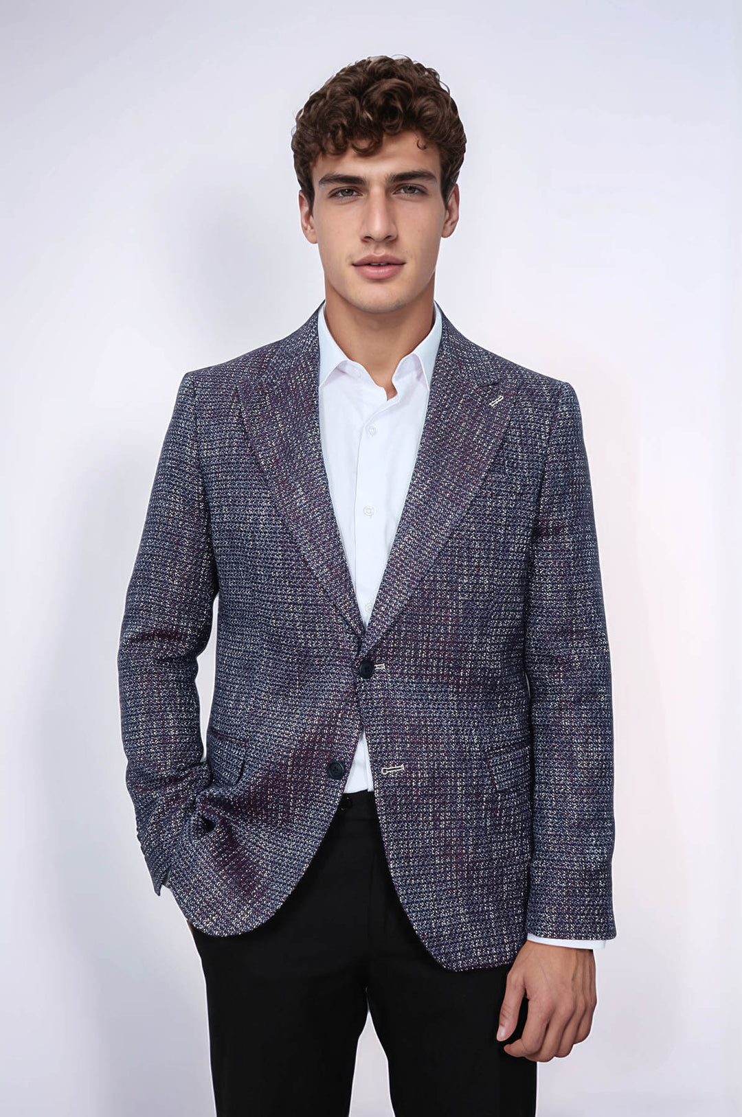 Desenli Slim Fit Spor Mor Erkek Ceket - Wessi