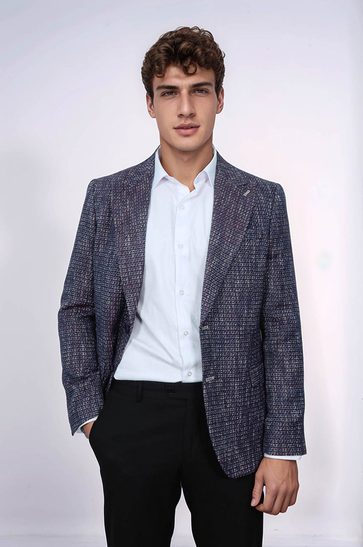 Desenli Slim Fit Spor Mor Erkek Ceket - Wessi