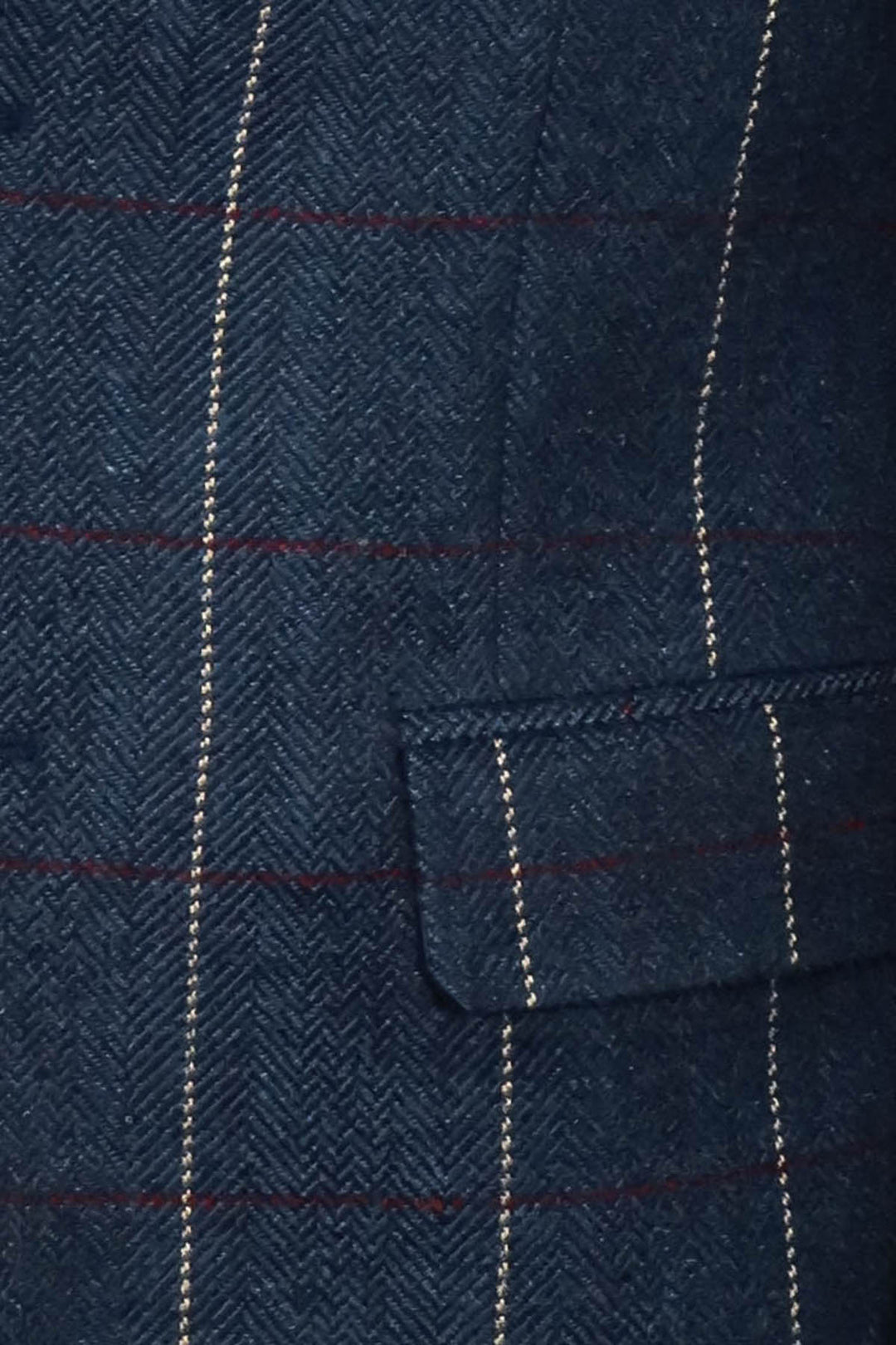 Ekose Sivri Yaka Lacivert Slim Fit Ceket - Wessi