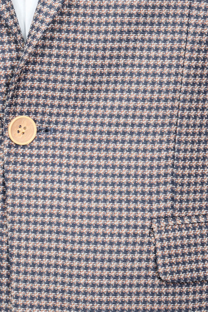 Kendinden Desenli Slim Fit Lacivert Ceket - Wessi
