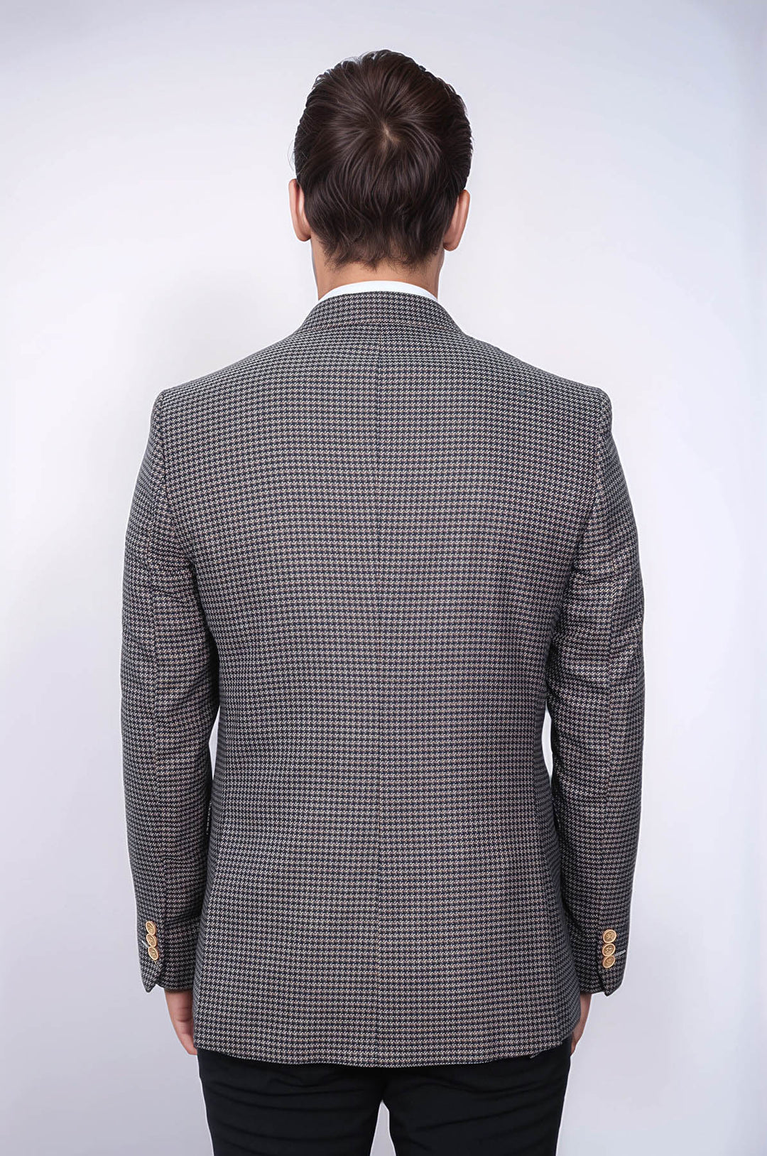 Kendinden Desenli Slim Fit Lacivert Ceket - Wessi