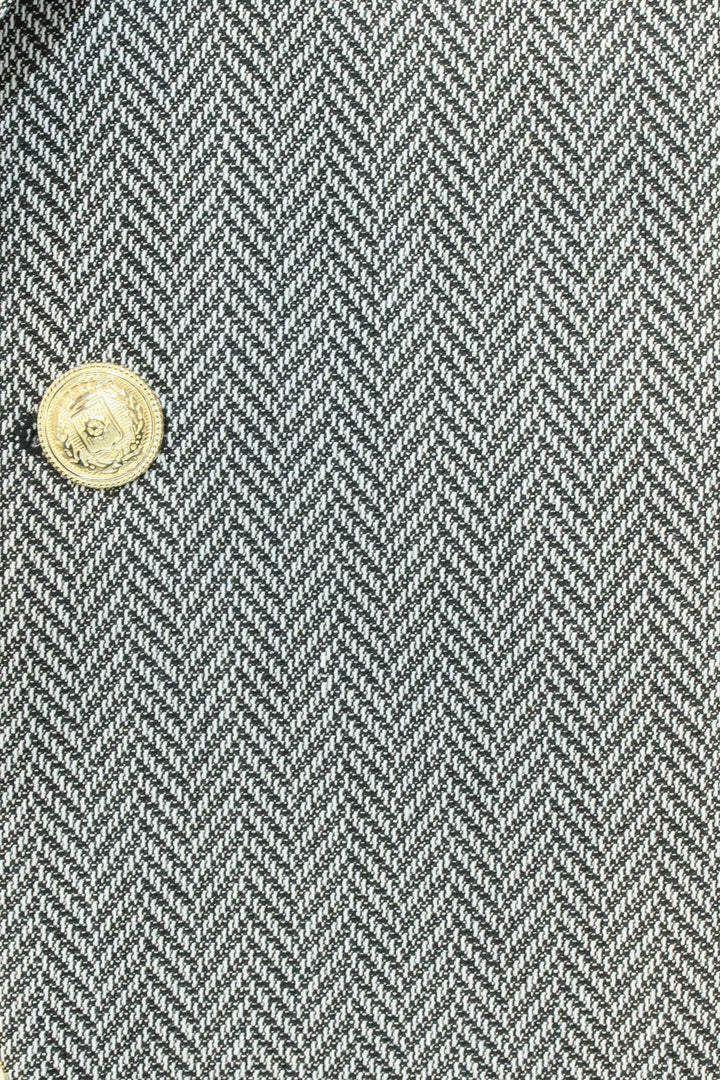 Siyah Balıksırtı Desenli Gold Renk Metal Düğmeli Slim Fit Erkek Blazer Ceket - Wessi