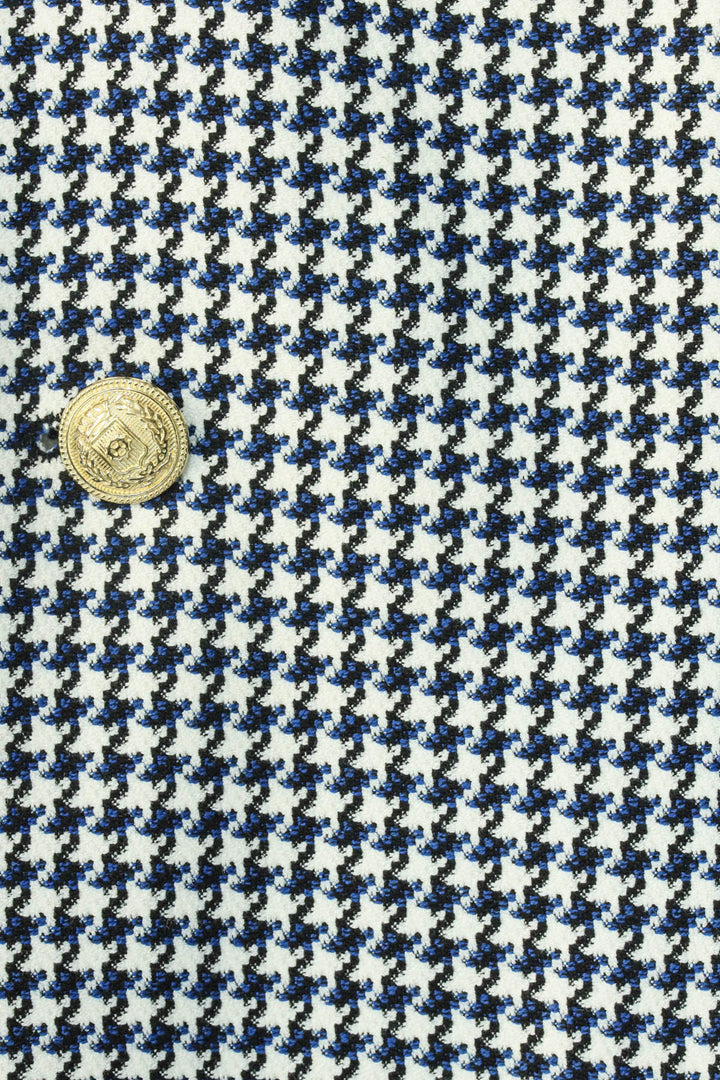 Lacivert Kazayağı Desenli Gold Renk Metal Düğmeli Slim Fit Erkek Blazer Ceket - Wessi