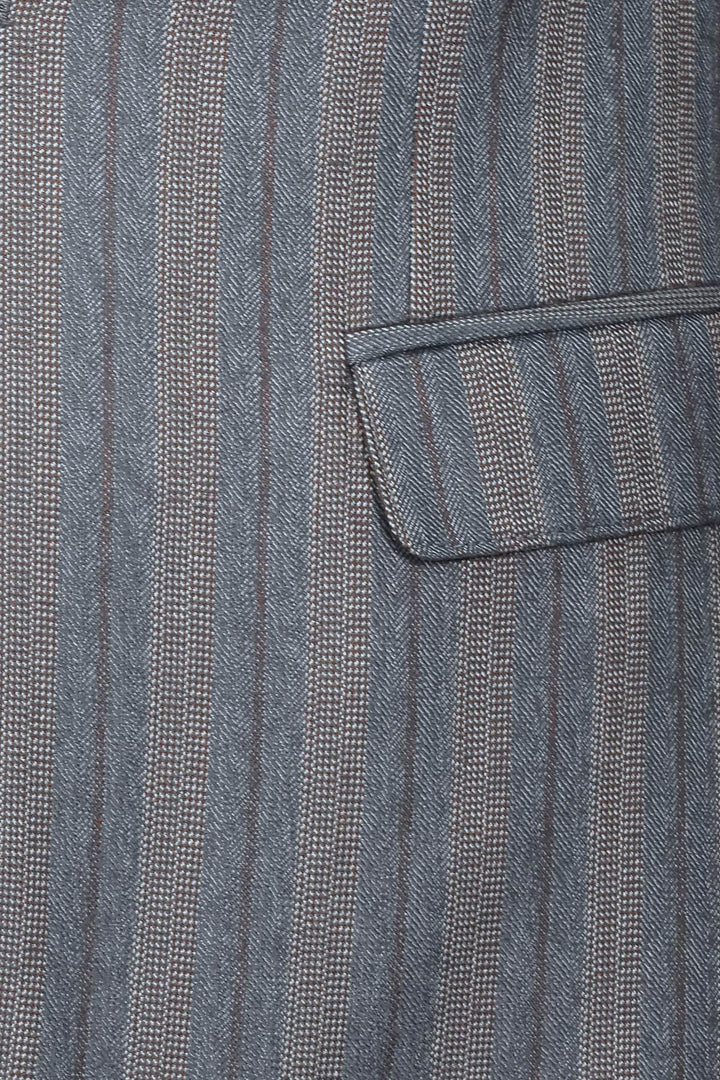 Ekose Çizgili Slim Fit Gri Erkek Ceket - Wessi
